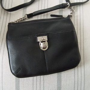 'Calvin Klein' Crossbody Bag Solid Black Leather EUC